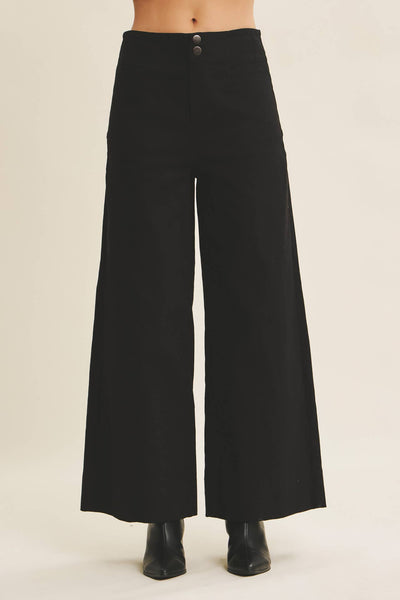EVERYDAY ESSENTIAL STRETCHY WIDE-LEG ANKLE LENGTH PANTS