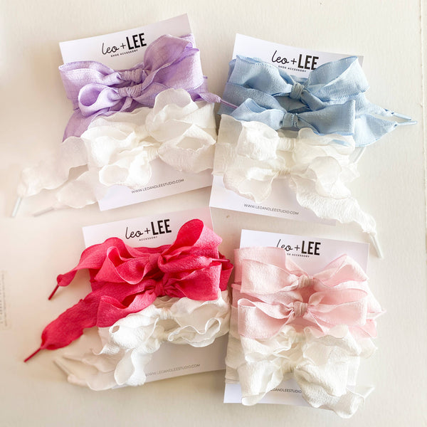 Gingham Shoe Lace Sets– Ribbon Bow Shoe Accessories