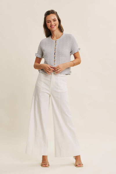 EVERYDAY ESSENTIAL STRETCHY WIDE-LEG ANKLE LENGTH PANTS