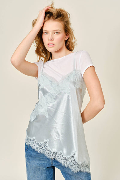 AJT5538 CUT OUT SATIN LACE TOP