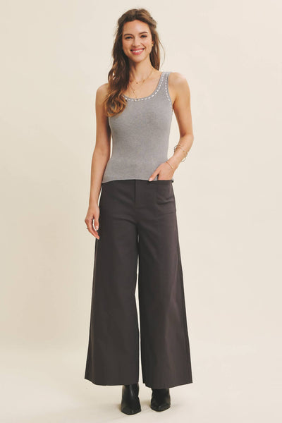 EVERYDAY ESSENTIAL STRETCHY WIDE-LEG ANKLE LENGTH PANTS