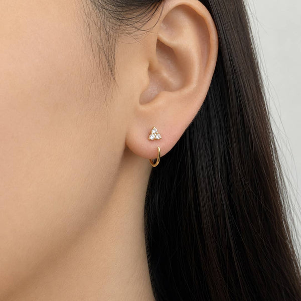 TRIPLE CRYSTAL OPEN HOOP EARRINGS - E-S1278