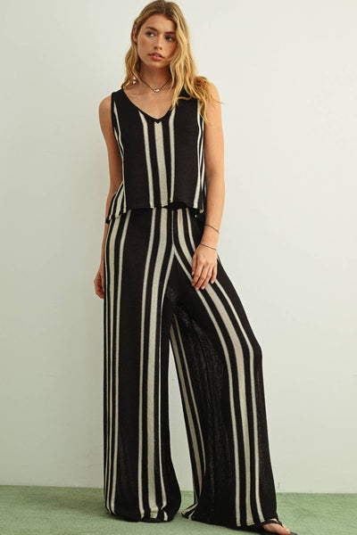 Random Stripe Knitted Pants