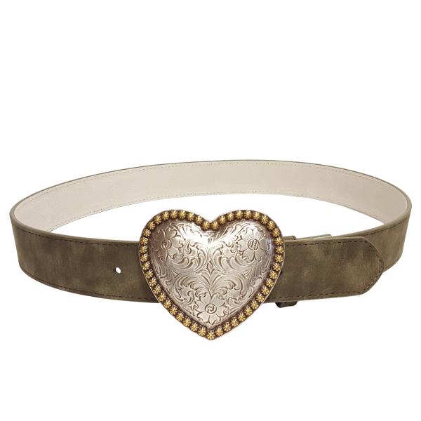 Western Heart Buckle w. Vintage Leather belt