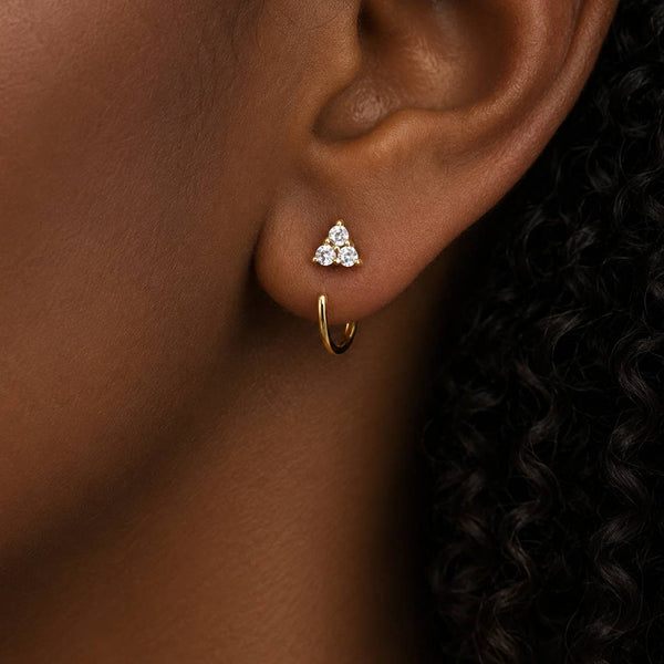 TRIPLE CRYSTAL OPEN HOOP EARRINGS - E-S1278