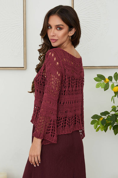 CROCHET LONG SLEEVE TOP (800822-OS)