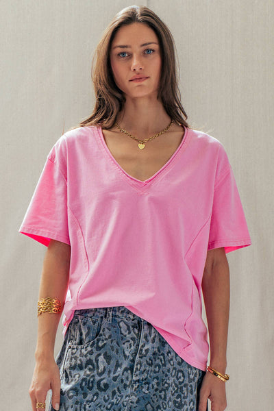 Exposed Seam V-Neck Tee
