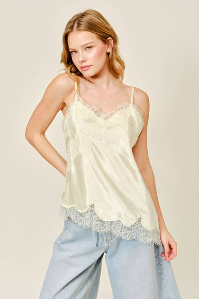 AJT5538 CUT OUT SATIN LACE TOP