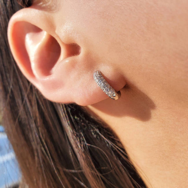 PAVE CZ DAINTY HUGGIE EARRINGS - E-HT1161