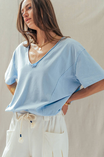 Exposed Seam V-Neck Tee