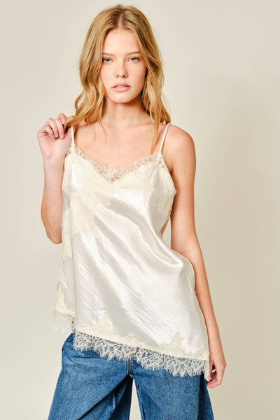 AJT5538 CUT OUT SATIN LACE TOP