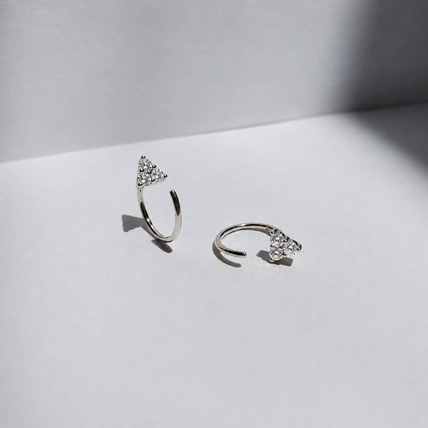 TRIPLE CRYSTAL OPEN HOOP EARRINGS - E-S1278