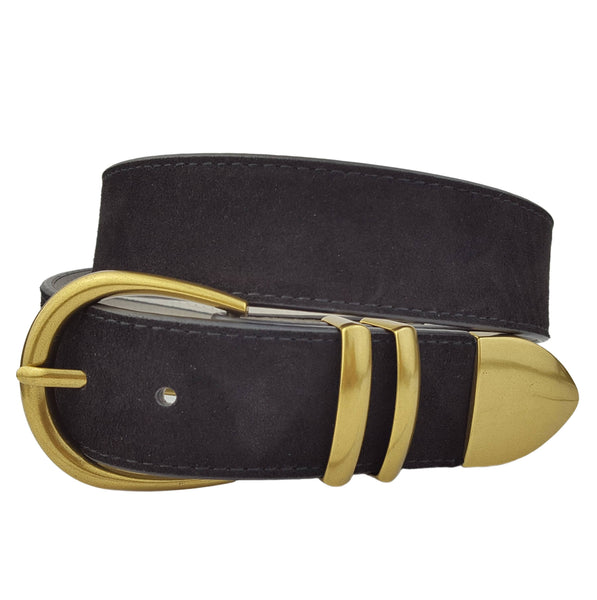 Genuine Suede Leather Belt w. buckle, loops and tip set