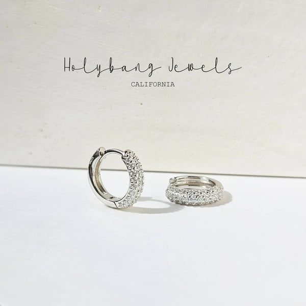PAVE CZ DAINTY HUGGIE EARRINGS - E-HT1161