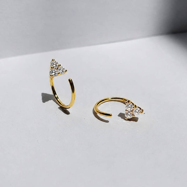 TRIPLE CRYSTAL OPEN HOOP EARRINGS - E-S1278