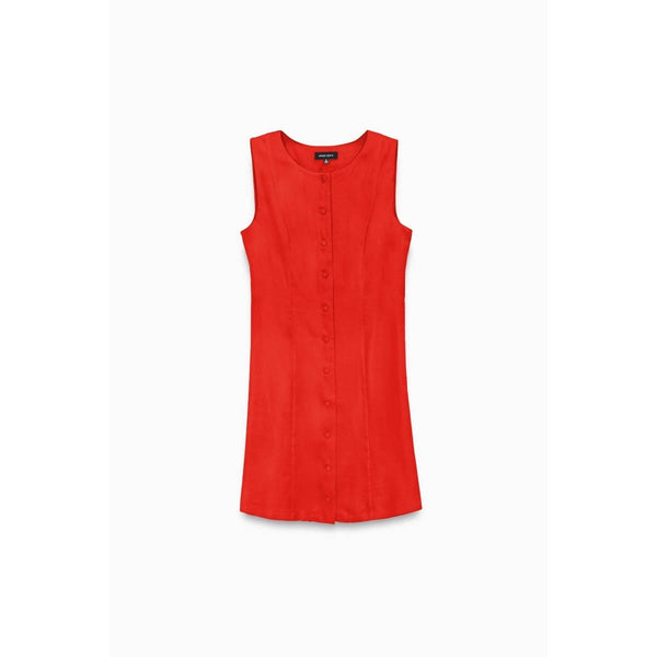Sleeveless Button-front Mini Shift Dress