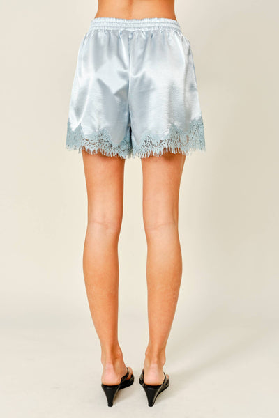 AJP6131 SATIN LACE SHORTS: LEMON / S