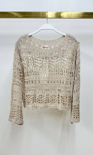 CROCHET LONG SLEEVE TOP (800822-OS)