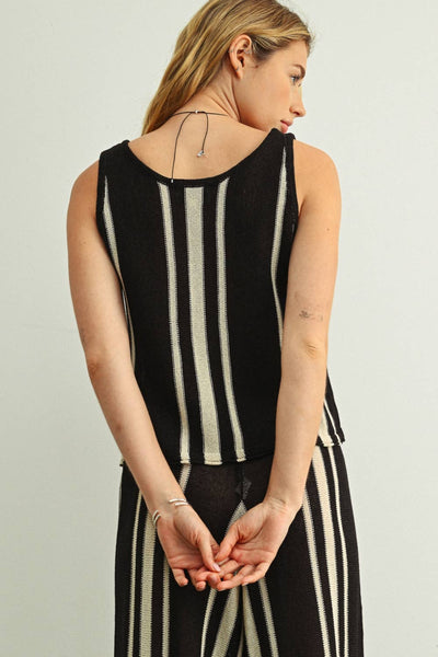 V-Neck Sleeveless Random Striped Top