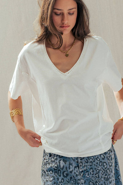 Exposed Seam V-Neck Tee