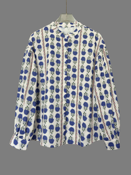 Boho Leisure Lotus Floral Button-Up Shirt