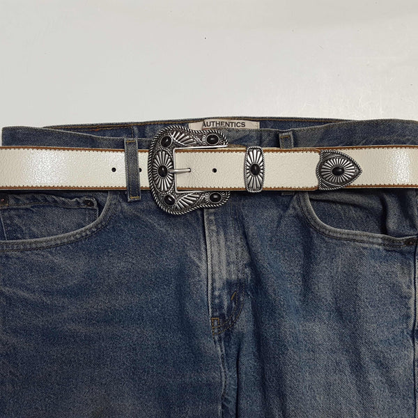 Vintage Leather belt with Western Buckle Set
