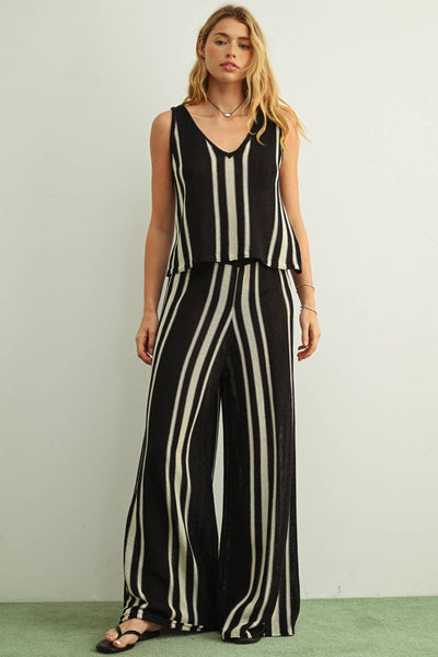 V-Neck Sleeveless Random Striped Top